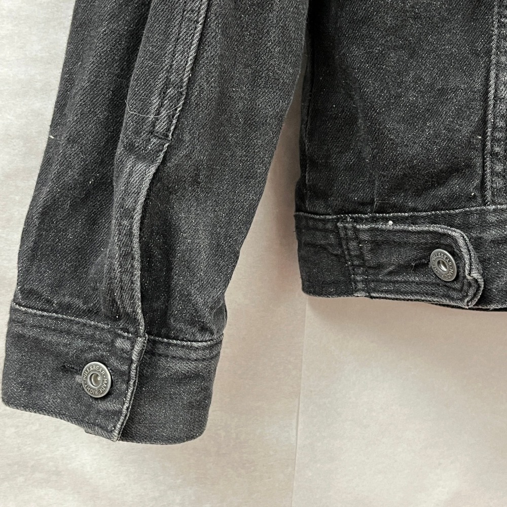 Pull & Bear Black Denim Jacket Trucker Washed Grunge Indie L Minimalist Capsule - Picture 9 of 12